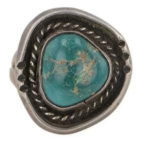 Vintage Navajo Fox Turquoise Ring