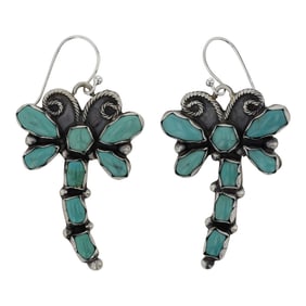 Travis Jim Navajo Compitos Turquoise Dragonfly Earrings