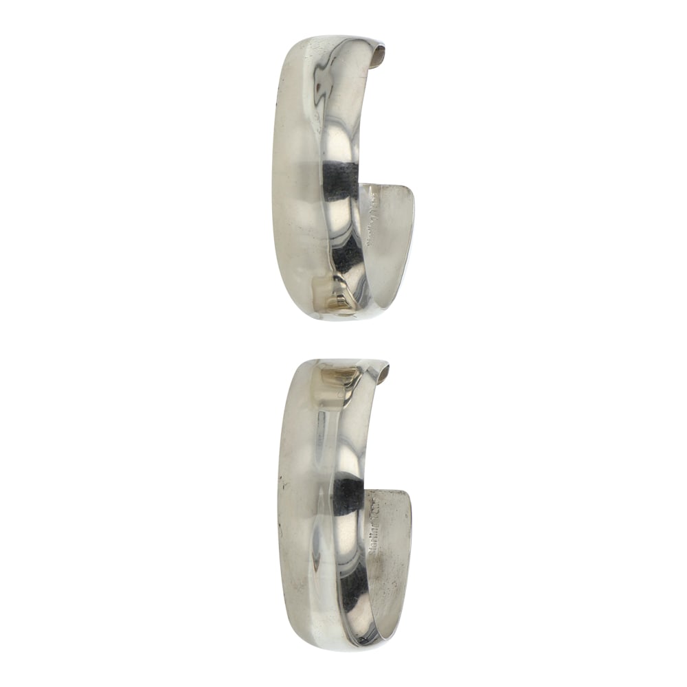 Navajo Plain Silver Hoop Earrings (1 of 2)