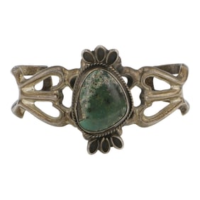 Vintage Navajo Fox Turquoise Sandcast Bracelet