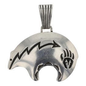 Navajo Plain Silver Bear Pendant