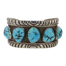 Vintage Navajo Sleeping Beauty Turquoise Cuff Bracelet