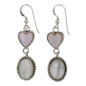 Navajo Pink Mussel Shell & Mother of Pearl Earrings