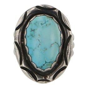 Vintage Navajo Nevada Turquoise Ring