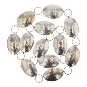 Sarah Cly Navajo Plain Silver Hammered Texture Link Concho Belt