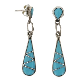 Zuni Turquoise Inlay Earrings