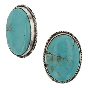 Lee Sandoval Navajo Menassa Turquoise Earrings
