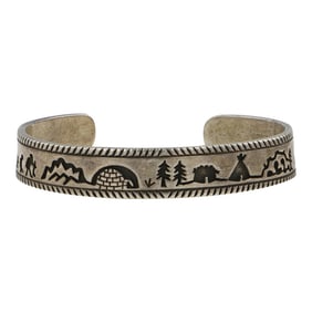 Vintage Navajo Plain Silver Story Teller Bracelet