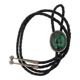 Vintage Navajo Malachite Bolo Tie