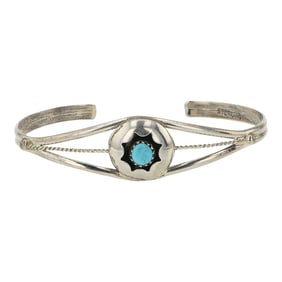 Navajo Kingman Turquoise Shadowbox Bracelet