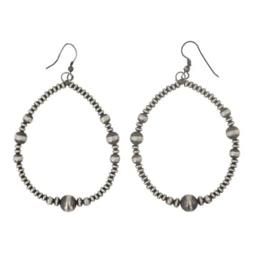 Navajo Oxidized Beads Hoop Earrings