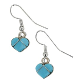 Zuni Turquoise Heart Inlay Earrings