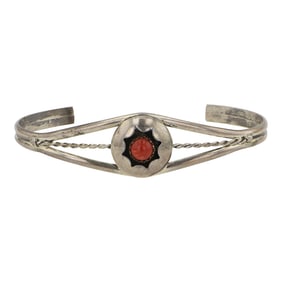 Navajo Coral Shadowbox Bracelet