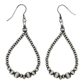Navajo Oxidized Beads Hoop Earrings