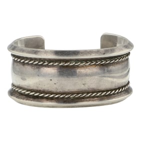 Vintage Navajo Plain Silver Wide Cuff Bracelet