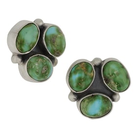 Burt Francisco Navajo Sonoran Gold Turquoise Earrings