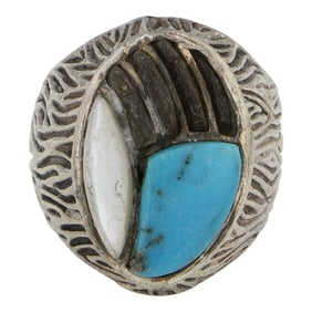 Vintage Navajo Turquoise & Mother of Pearl Ring