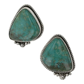 Art Platero Navajo Fox Turquoise Earrings