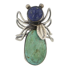Herbert Ration Navajo Turquoise & lapis Insect Ring