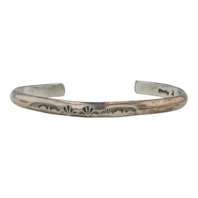 Navajo Stamp Work Plain Silver Bracelet