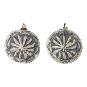 Navajo Plain Silver Concho Earrings