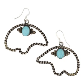 Navajo Compitos Turquoise Bear Earrings