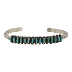 Zuni Kingman Turquoise Needlepoint Bracelet