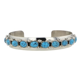 Jerry Cowboy Navajo Kingman Turquoise Row Bracelet