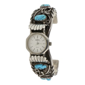 Victor Chee Navajo Vintage Kingman Turquoise Watch Bracelet