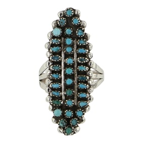 Vintage Zuni Turquoise Needlepoint Ring