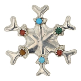 Navajo Turquoise Coral Malachite & Tiger's Eye Pin / Pendant