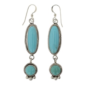 Della Wyllie Navajo Compitos Turquoise Earrings