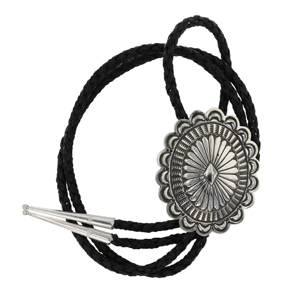 Navajo Stamp Work  Bolo Tie (1 of 3)