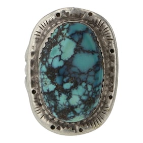Vintage Navajo Spiderweb Turquoise Ring