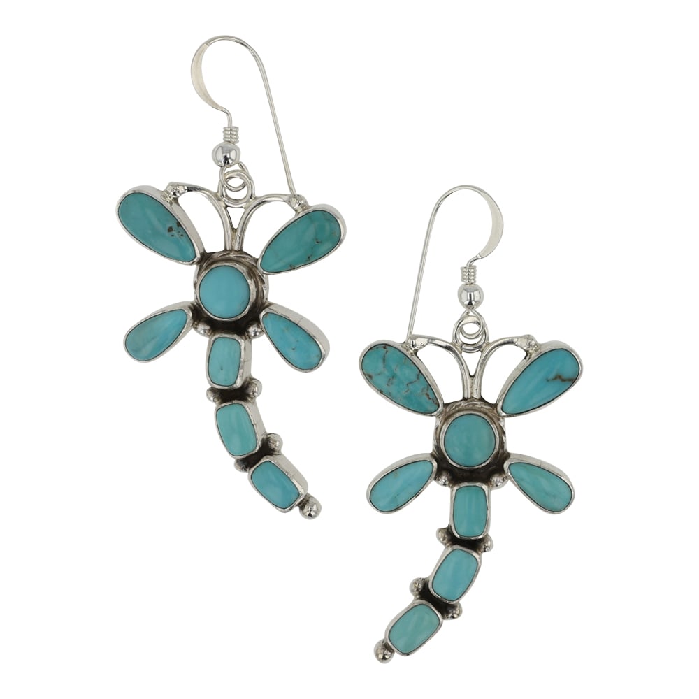 Lenora Begay Navajo Compitos Turquoise Dragonfly Earrings (1 of 2)