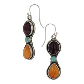 Navajo Turquoise & Spiny Oyster Earrings