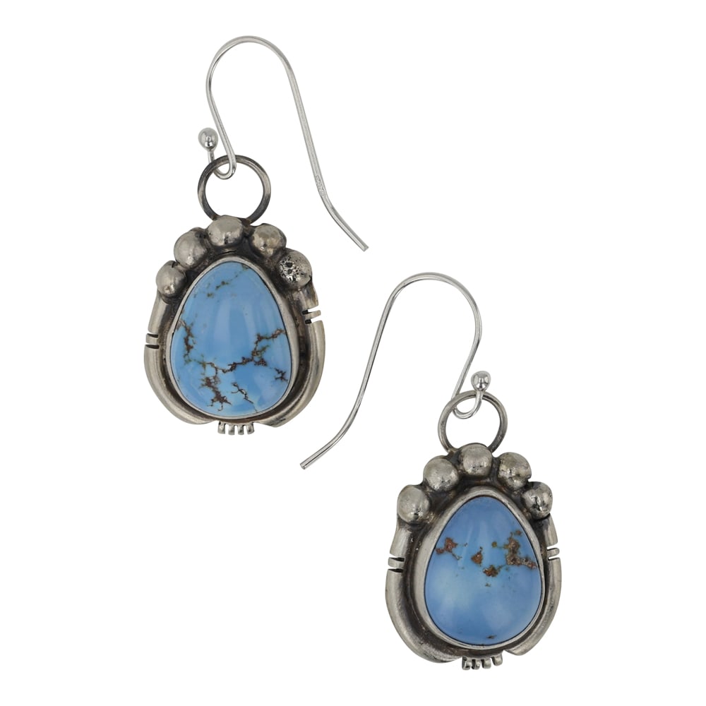 Joelias Draper Navajo Golden Hills Turquoise Earrings: Sterling Silver | Genuine Golden Hills Turquoise | Joelias Draper Navajo Golden Hills Turquoise Earrings | Navajo Native American Southwest Indian Jewelry | Good (no breaks or damages) | Approximate W