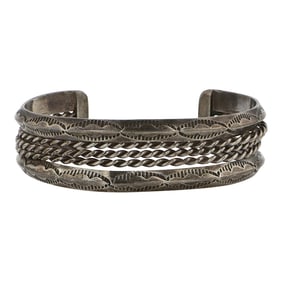 Vintage Navajo Triangle Wire & Twisted Wires Cuff Bracelet
