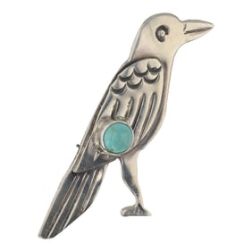 Navajo Compitos Turquoise Bird Pin
