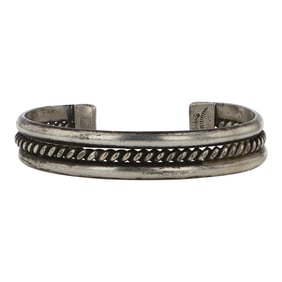 Vintage Navajo Plain Silver Twisted Wires Cuff f Bracelet