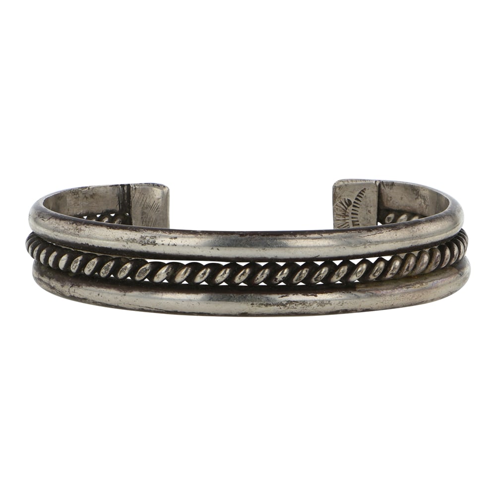 Vintage Navajo Plain Silver Twisted Wires Cuff f Bracelet (1 of 3)