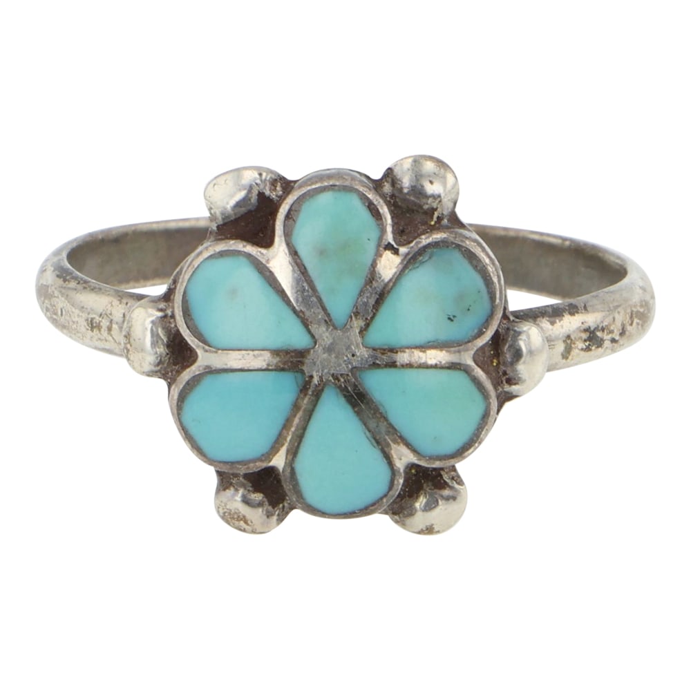 Vintage Zuni Turquoise Inlay Ring (1 of 3)
