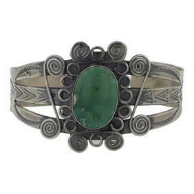 Vintage Navajo Fred Harvey Era Turquoise Cuff Bracelet