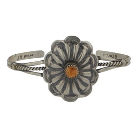 Navajo Spiny Oyster Concho Stamp Bracelet