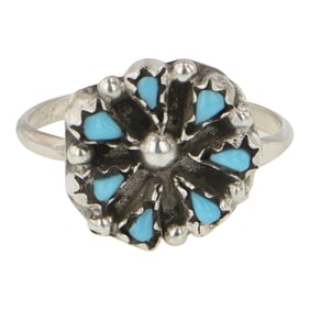 Zuni Turquoise Petit Point Ring