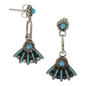 Zuni Vintage Turquoise Needlepoint Earrings