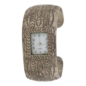 Vintage Navajo Stamp-Work Watch Bracelet