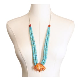 Santo Domingo Turquoise Spiny Oyster & Coral Necklace