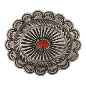 Vintage Navajo Mediterranean Coral Pin