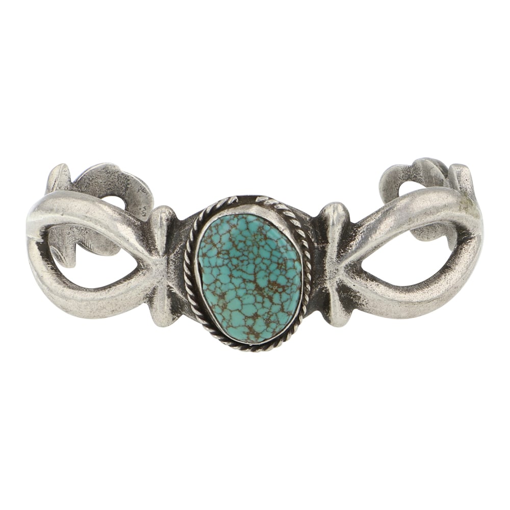 Vintage Navajo Number Eight Turquoise Sandcast Bracelet (1 of 3)